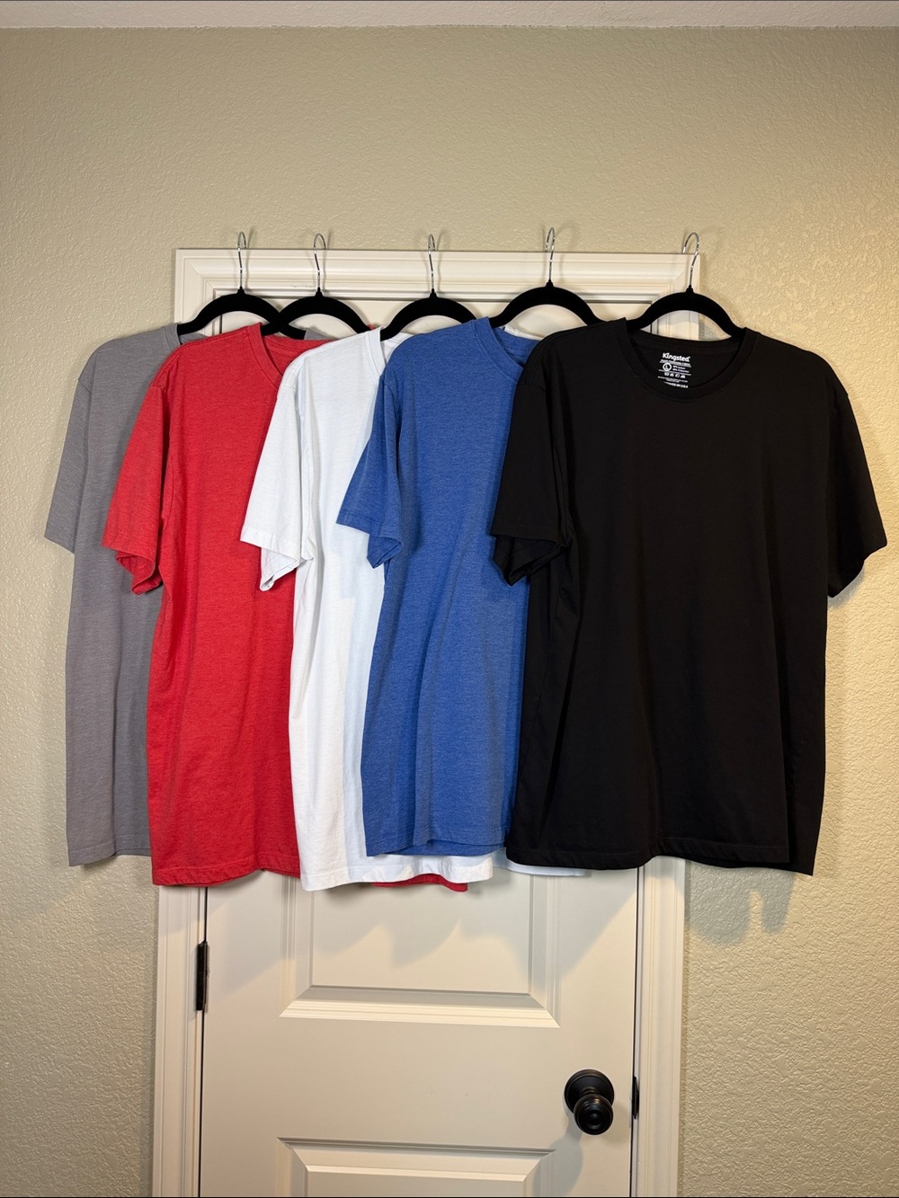Kingsted - Men's Short Sleeve Crew Tee Pack — Black, Blue, White, Red, Gray